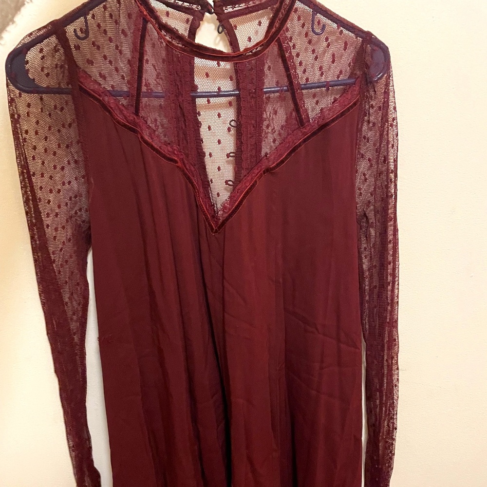 Beautiful Urban Outfitters Kimchi Long Sleeve Sheer Top Lace Dress + Button Up